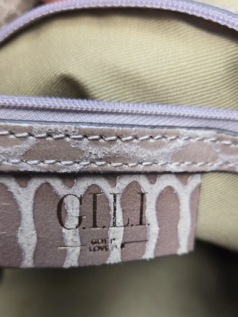 G.I.L.I. Taupe Snake-Embossed Fringe Shoulder Bag